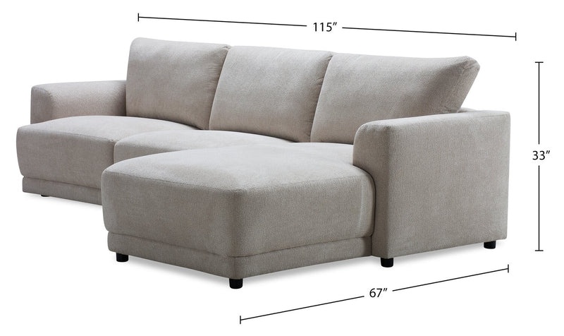 Sofa sectionnel modulaire de droite Voyage 3 pièces en tissu avec coussins de dossier amovibles - taupe