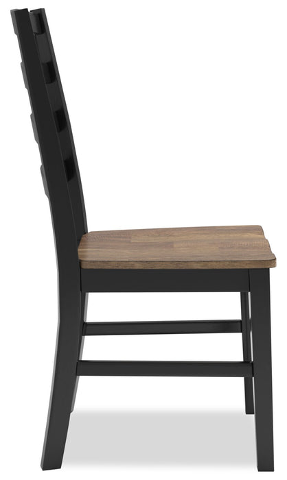 Chaise de salle à manger Raven à dossier en échelle - deux teintes, noir et brun