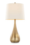 Lampe de table Cassie de 29 po en métal avec abat-jour en lin blanc - dorée