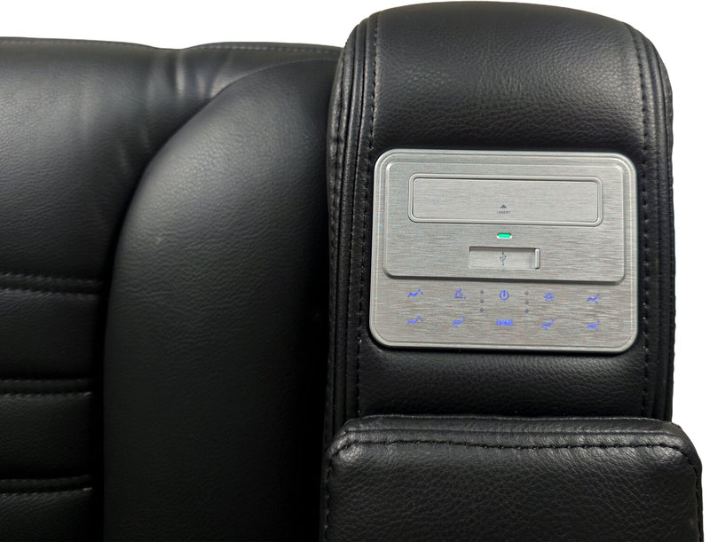 Fauteuil de massage à inclinaison électrique Zen de 40 po en similicuir avec appuie-tête électrique et siège chauffant - noir