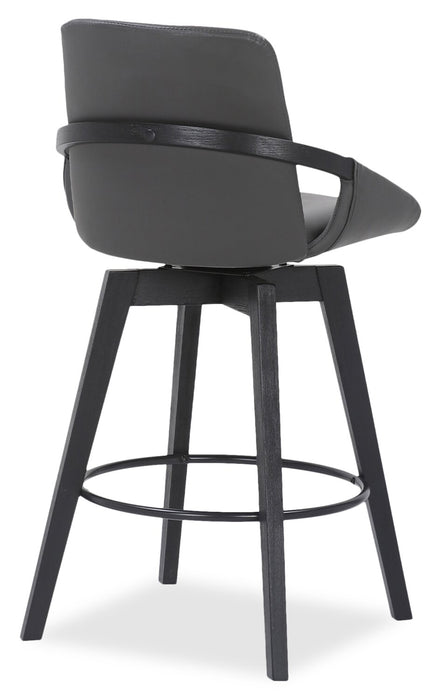 Tabouret Apex de hauteur comptoir en tissu de cuir végétalien et en métal avec siège pivotant - gris
