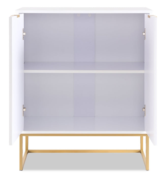 Armoire décorative Lottie de 28,5 po à 2 portes - blanc lustré