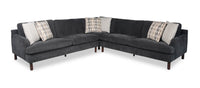  Sofa sectionnel Jorja 3 pièces en tissu de chenille avec pattes en bois et coussins décoratifs - gris granite