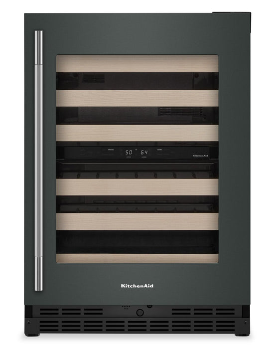 Cellier à vin KitchenAid de 24 po sous le comptoir avec grilles à extension complète à devant en bois - Genévrier - KUWR524SJP