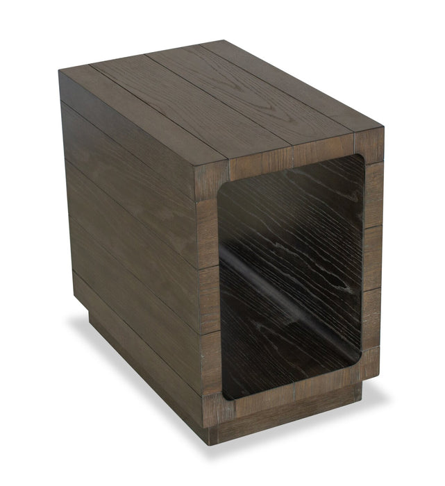 Table de fauteuil moderne Avalon de 16 po en bois massif avec tablette - brune