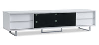  Meuble pour téléviseur moderne Amelia de 89 po x 22 po avec rangement et système de gestion des câbles pour téléviseurs jusqu’à 100 po - blanc