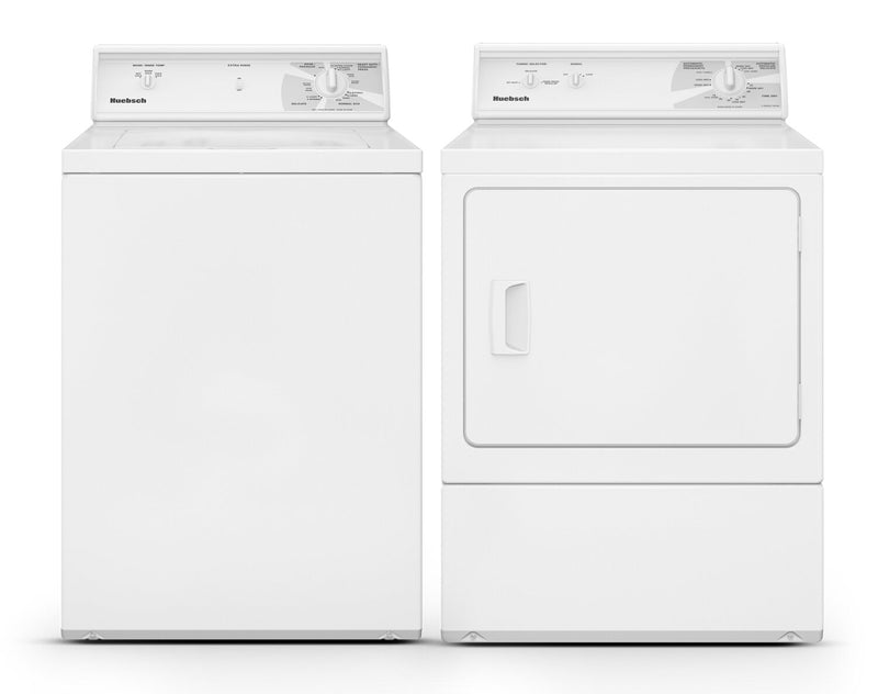 Laveuse commerciale de 3,19 pi3 à chargement par le haut sans achat et sécheuse de 7 pi3 de Huebsch - blanche