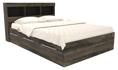 Riley Mates Bed with Bookcase Headboard Set for Kids, Made in Canada, Grey - Full Size | Lit matelot Riley avec ensemble de tête de lit bibliothèque pour enfants, fabriqué au Canada, gris - format lit double