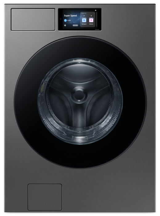 Laveuse Bespoke de Samsung à chargement frontal de 6,1 pi3 avec détecteur de tissu par IA - acier foncé - WF90F53ADSA5