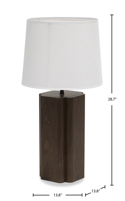 Lampe de table Wren de 28,7 po avec abat-jour en lin - noyer foncé 
