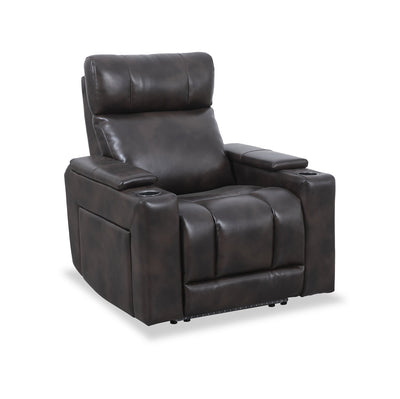 Escape 39" Power Reclining Chair with Power Headrest and Surround Sound - Dark Brown Leather-Look Fabric | Fauteuil à inclinaison électrique Escape de 39 po avec appuie-tête électrique et son ambiophonique - tissu d’apparence cuir brun foncé | ESCABRPC