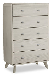  Commode verticale de chambre à coucher moderne du milieu du 20e siècle Cami de 31,5 po (l) x 50 po (H) à 5 tiroirs - chêne gris