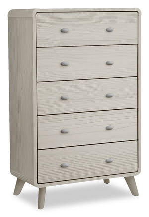 Commode verticale de chambre à coucher moderne du milieu du 20e siècle Cami de 31,5 po (l) x 50 po (H) à 5 tiroirs - chêne gris