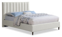  Lit plateforme rembourré Rain de Kort & Co. en tissu taupe capitonné - format grand lit
