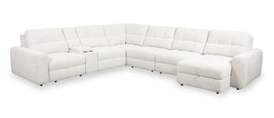 Sofa sectionnel modulaire à coulissement électrique de droite Elevate de Scott Living 7 pièces en tissu de chenille avec rangement - beige