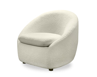 Lola 28.7" Chenille Boucle Fabric Curved Accent Chair with Removable Seat Cushion - White | Fauteuil d’appoint courbé Lola de 28,7 po en tissu de chenille bouclé avec coussin de siège amovible - blanc