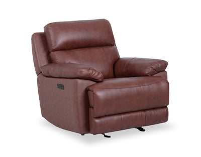 Sorrento 42" Genuine Leather Power Reclining Chair with USB Port - Madrid Brick Brown | Fauteuil à inclinaison électrique Sorrento de 42 po en cuir véritable avec port USB - brun brique de Madrid
