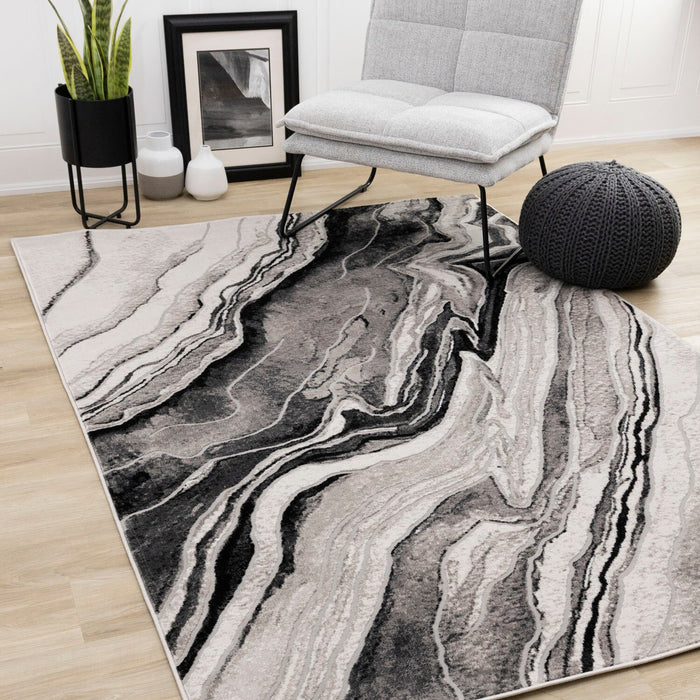 Carpette Plasma gris et noir - 7 pi 10 po x 10 pi 6 po