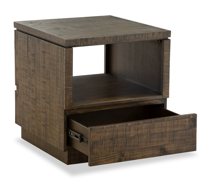 Table de bout rustique Elm de 22 po en pin - brune