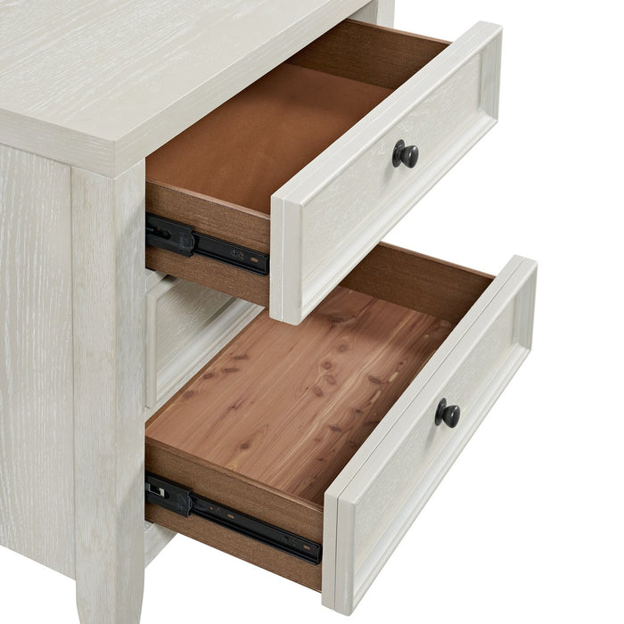 Table de nuit Casa de 27 po (l) x 26,5 po (H) en bois à 3 tiroirs avec port USB - blanche