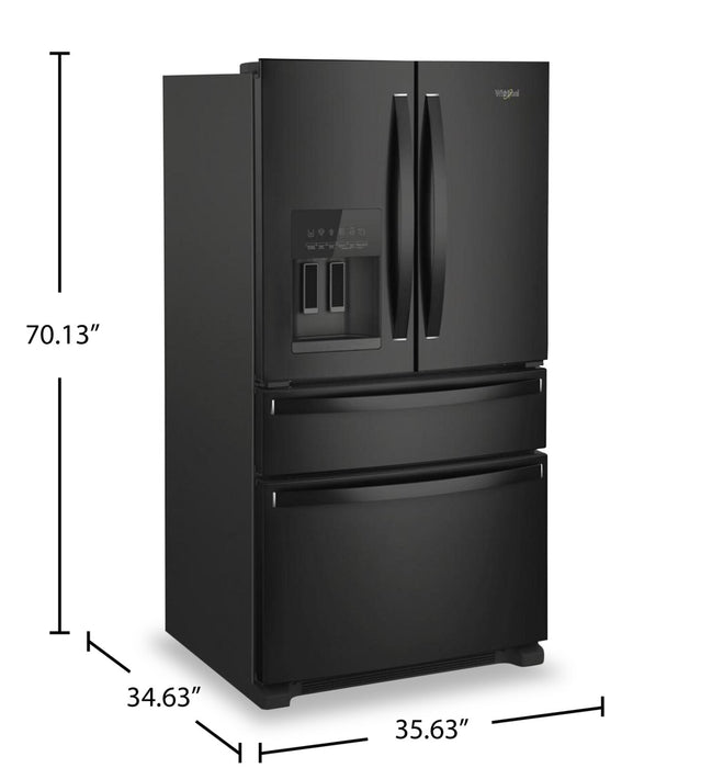 Réfrigérateur Whirlpool de 36 po et de 24,5 pi³ à portes françaises - noir - WRMF3636RB