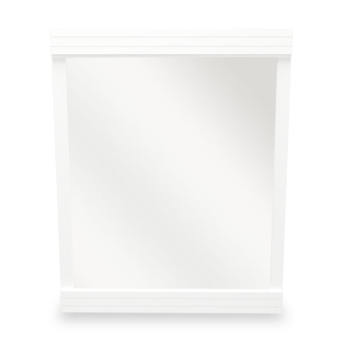 Ensemble de chambre à coucher Riley 5 pièces avec lit à panneaux, commode et miroir, fabriqué au Canada, blanc - format lit simple