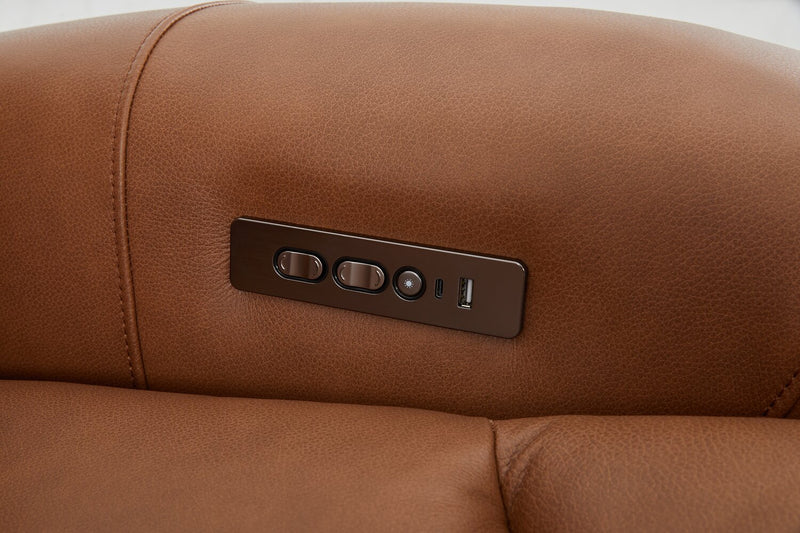 Fauteuil à inclinaison électrique Titan de Shaquille O’Neal Home de 42 po en cuir véritable avec confort Shaq-o-pedic - terre