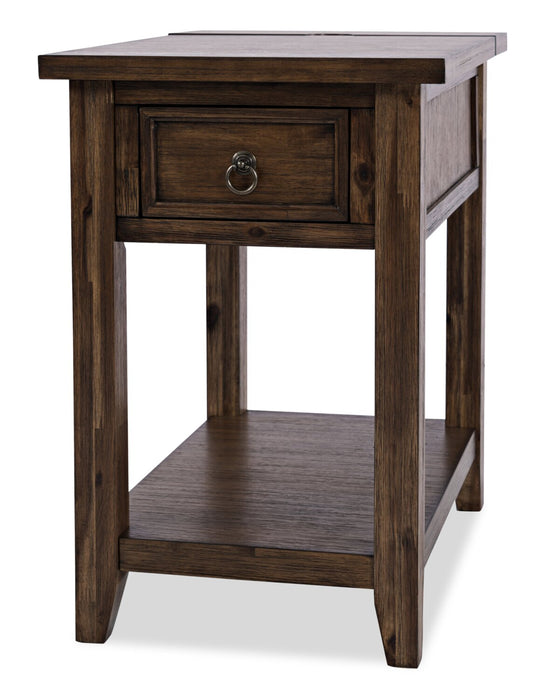 Table de fauteuil Branson de 16 po avec rangement, tablette et port USB - brun foncé