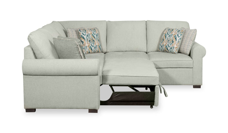Sofa-lit sectionnel Haven de Scott Living 3 pièces en tissu de chenille - bleu écume de mer