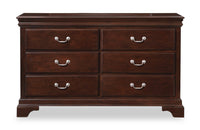  Commode Marco de 58 po (l) x 35 po (H) à 6 tiroirs pour la chambre à coucher - brun cerisier