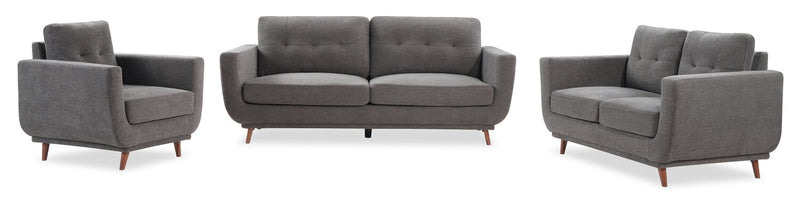 Sofa Cosmo de 80 po en tissu avec coussins de dossier capitonnés - anthracite