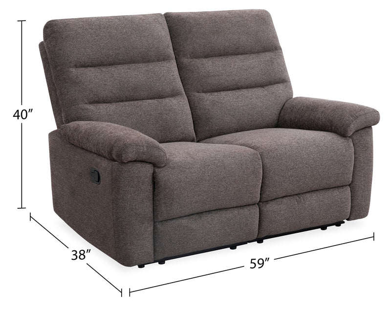 Causeuse inclinable Jasper de 59 po en tissu de chenille - brun