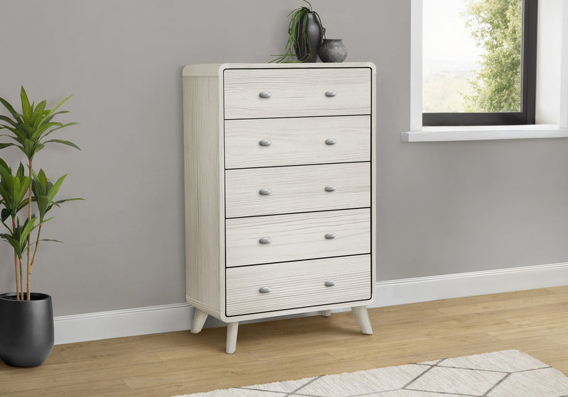 Commode verticale de chambre à coucher moderne du milieu du 20e siècle Cami de 31,5 po (l) x 50 po (H) à 5 tiroirs - chêne gris