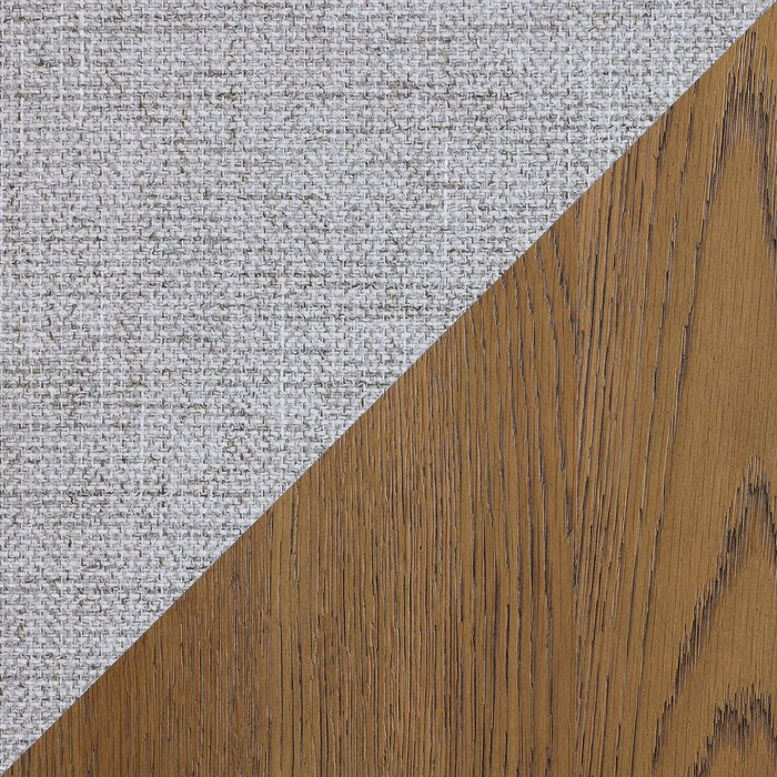 Ensemble de salle à manger Lotus 5 pièces en bois avec table de 82 po (L) et 4 chaises en tissu - naturel et gris