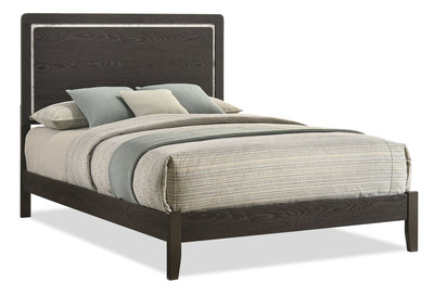 Sable Panel Bed with Headboard & Frame, Dark Grey - Queen Size | Lit à panneaux Sable gris foncé avec tête de lit et cadre de lit - format grand lit