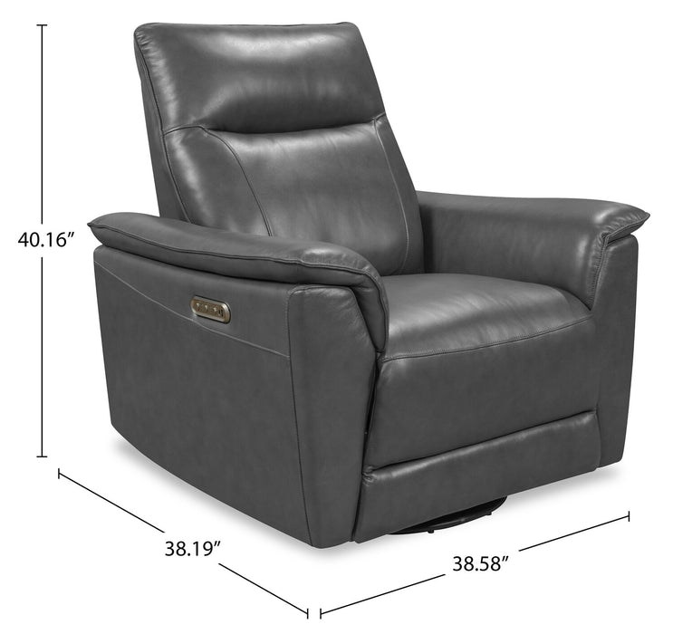 Fauteuil berçant, pivotant et à inclinaison électrique Angelo de Château d’Ax de 38,58 po en cuir véritable - gris