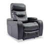 Fauteuil à inclinaison électrique Glow de 33 po en tissu avec accoudoirs de rangement - noir