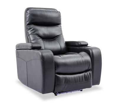 Glow 33" Fabric Power Reclining Chair with Storage Armrests - Black | Fauteuil à inclinaison électrique Glow de 33 po en tissu avec accoudoirs de rangement - noir