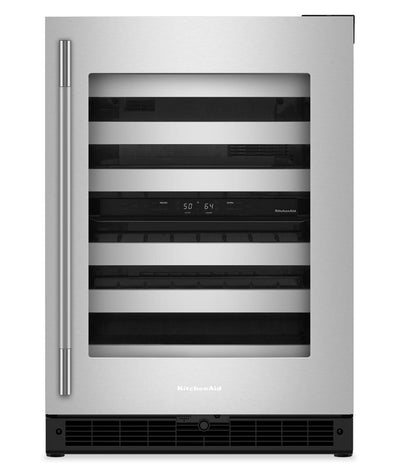 KitchenAid 24" Undercounter Wine Cooler with Full-Extension – Stainless Steel - KUWR324SSB | Refroidisseur à vin sous le comptoir KitchenAid de 24 po avec extension complète – acier inoxydable - KUWR324SSB