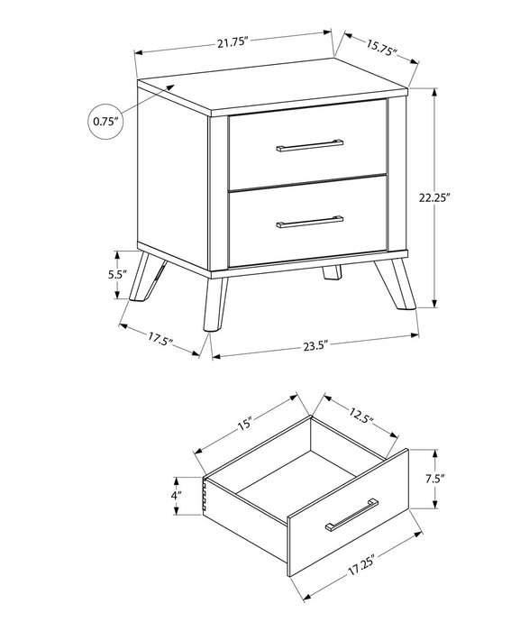Table de nuit Blake de 24 po (L) x 22 po (H) à 2 tiroirs - grise et noire