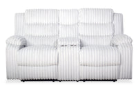  Causeuse inclinable Bryson de 72 po en tissu de fausse fourrure avec console de rangement - gris brume