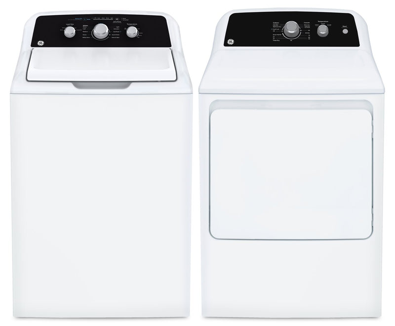 Laveuse à chargement par le haut de 4,4 pi3 et sécheuse électrique de 6,2 pi3 de GE avec cycle SaniFresh
