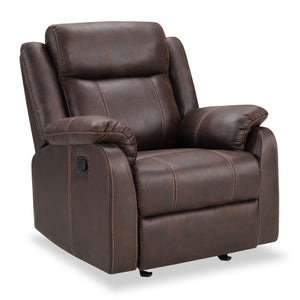 Fauteuil coulissant inclinable Lucas de 35 po en tissu de suédine - brun