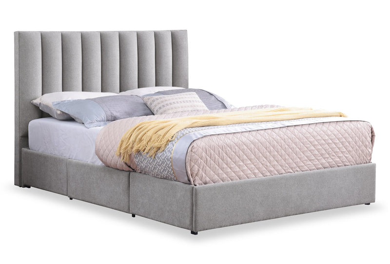 Tête de lit rembourrée Amos en tissu gris en canaux - format lit double