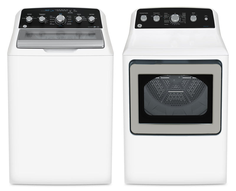Laveuse à chargement par le haut de 4,9 pi3 et sécheuse électrique de 7,2 pi3 de GE avec cycle SaniFresh