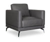 Fauteuil Melrose de 36,5 po en cuir véritable de qualité supérieure avec pattes en métal - gris