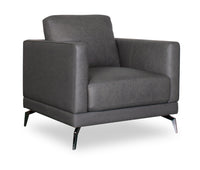  Fauteuil Melrose de 36,5 po en cuir véritable de qualité supérieure avec pattes en métal - gris
