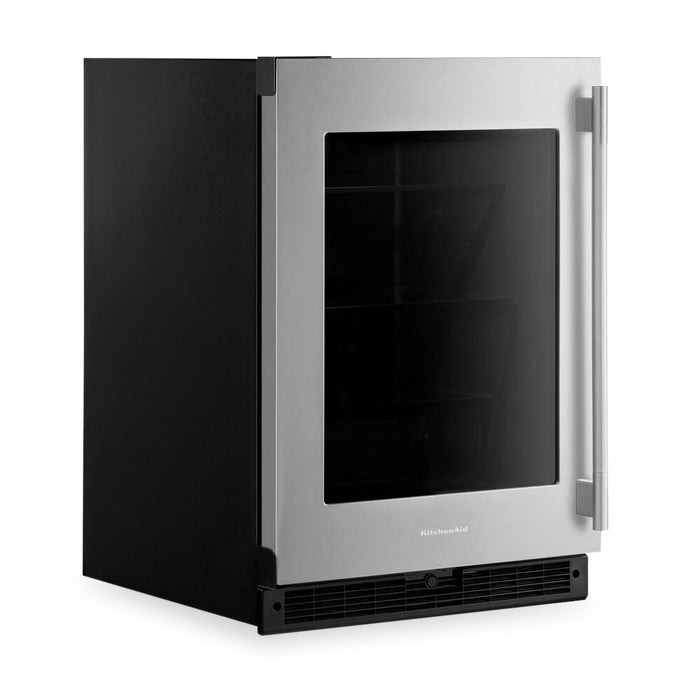 Réfrigérateur sous le comptoir KitchenAid 24\" 5,2 pi³ avec porte en verre – KURL324SSB