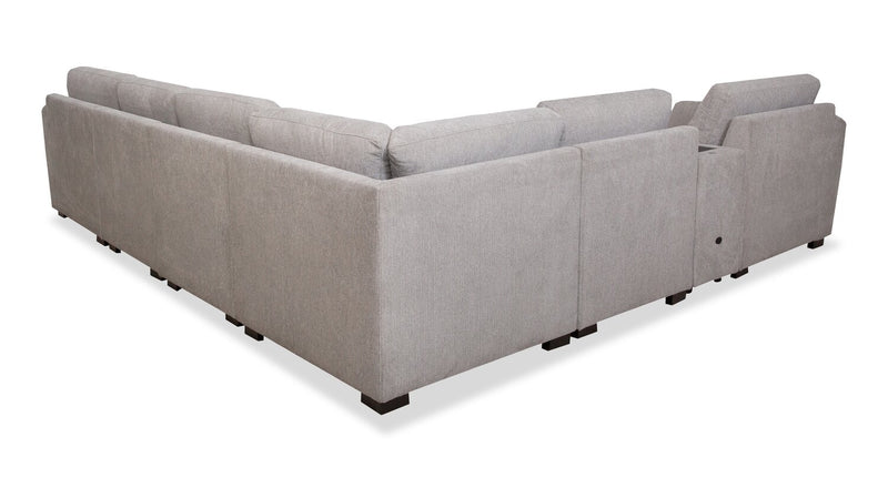 Sofa sectionnel Vault 6 pièces avec causeuse-lit et 3 fauteuils longs de rangement - gris