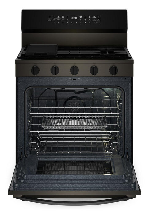 Cuisinière intelligente à gaz Whirlpool de 5 pi³ avec friture à air et autonettoyage - acier inoxydable noir - WFGS7530RV